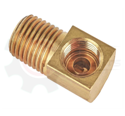 BRASS 1/8" INVERTED FLARE 90 DEGREE ELBOW X 1/8" MNPT ADAPTER