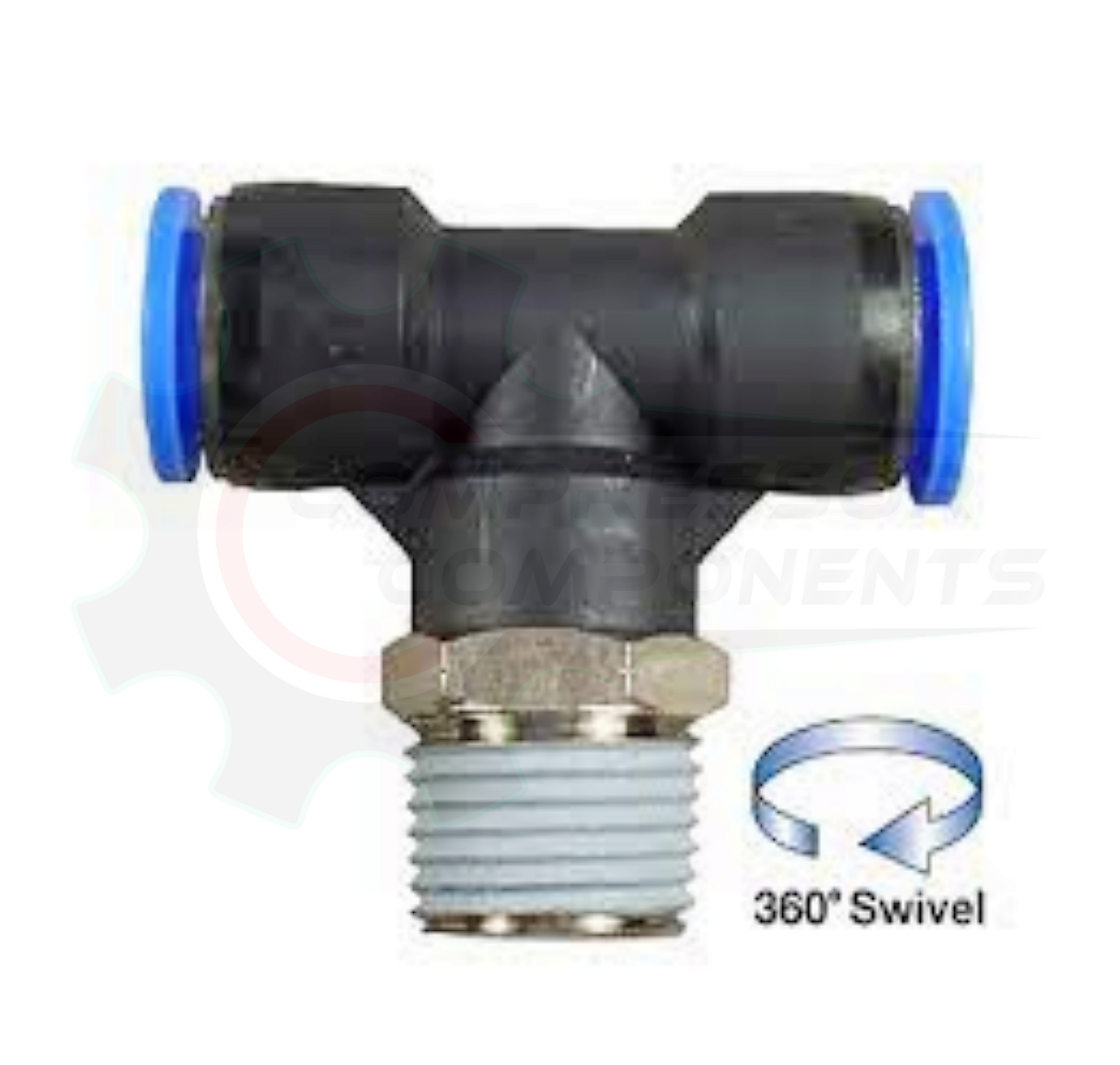 1/2" Composite Body Push Lock X 3/8" MNPT Swivel Branch Tee