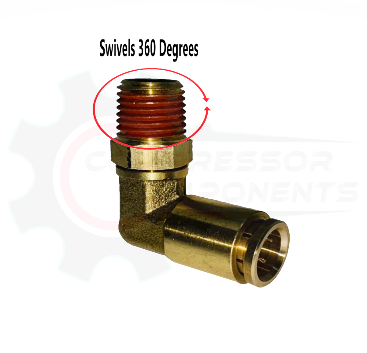 3/8" Push Lock X 1/4" MNPT 90 Degree Brass Swivel Elbow