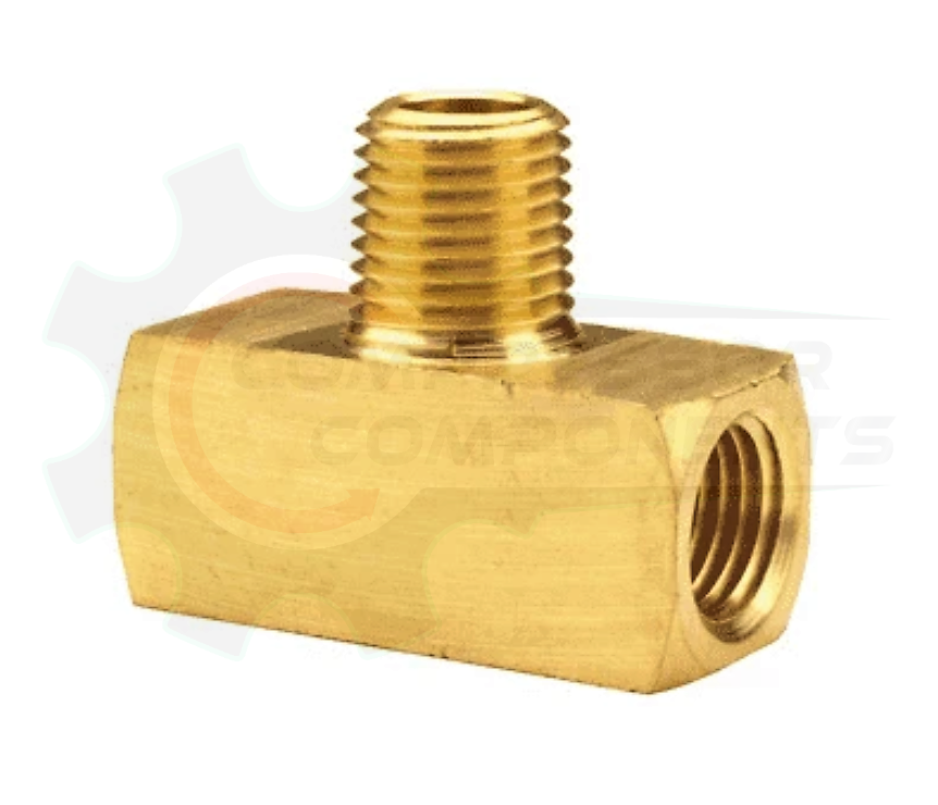 Brass Equal Branch Tee FNPT X FNPT X MNPT Extruded Bar Stock 3/8"