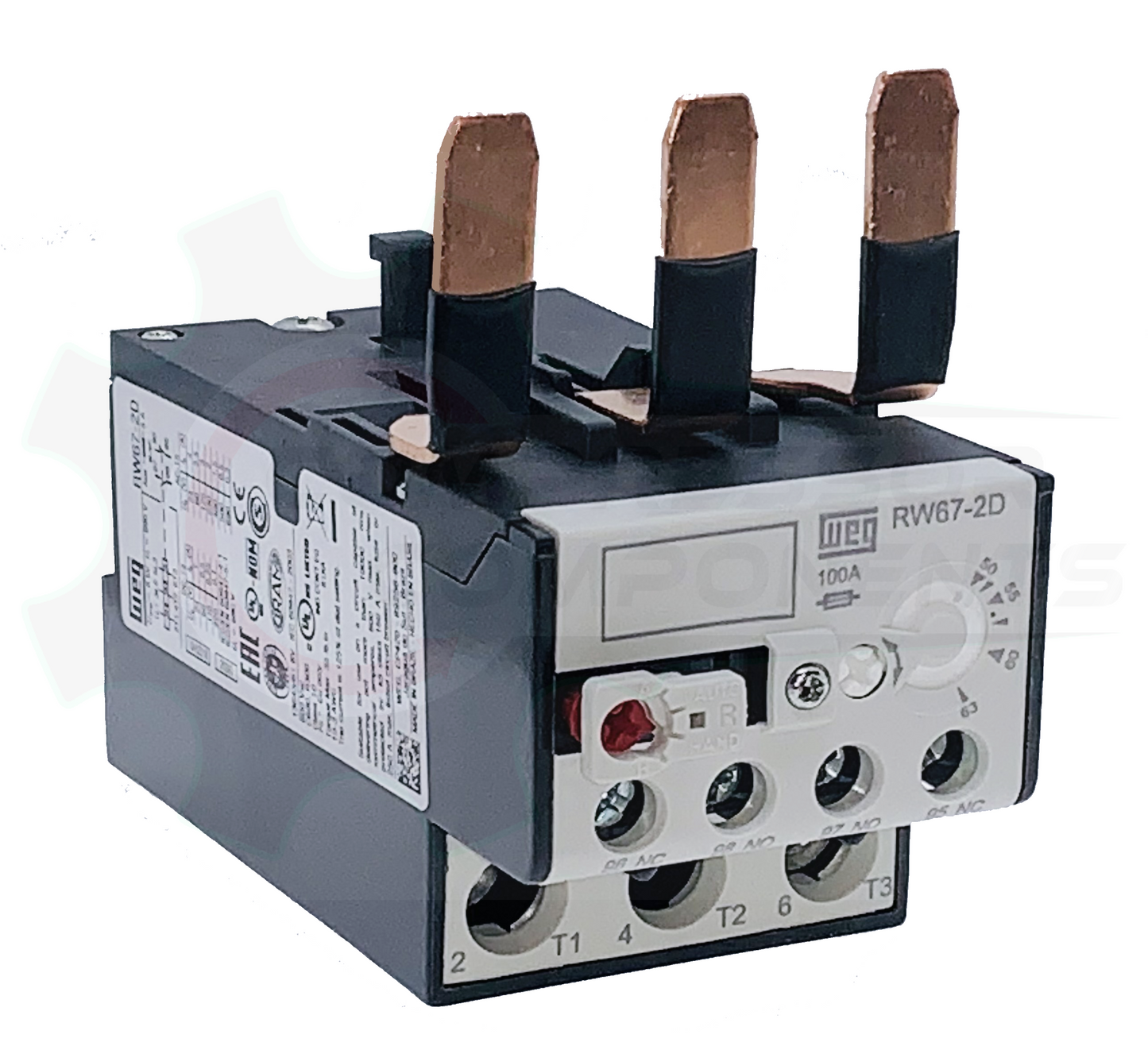 WEG RW67-2D3-U063 / 50-63 AMP 3 POLE ADJUSTABLE OVERLOAD RELAY FOR CWM CONTACTORS