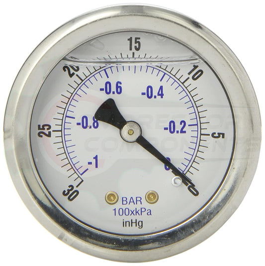 PIC -30/0 HG BACK MOUNT LIQUID FILLED VACUUM GAUGE 2" DIAL 1/4" MNPT