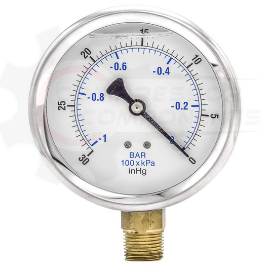 PIC 30/0 HG BOTTOM MOUNT LIQUID FILLED VACUUM GAUGE 1.5" DIAL 1/8" MNPT