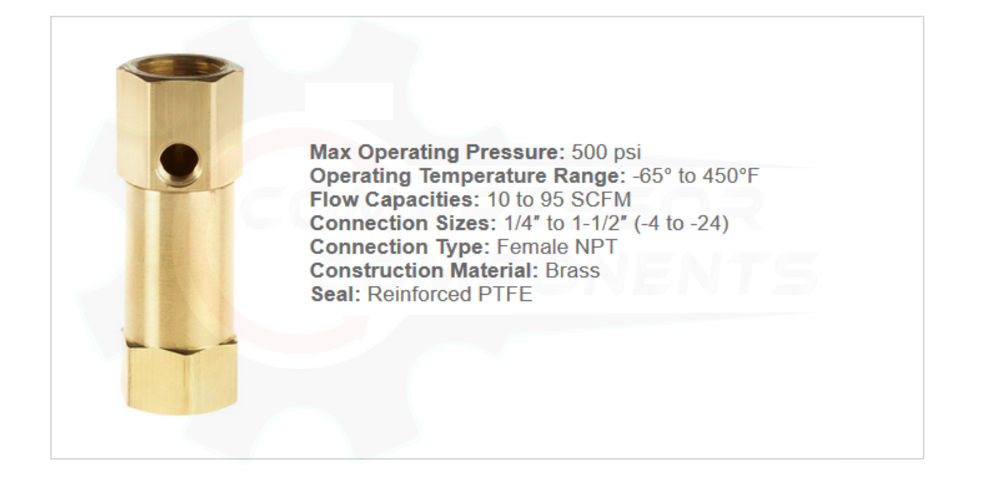 1/4" FNPT x 1/4" FNPT INLINE CHECK VALVE