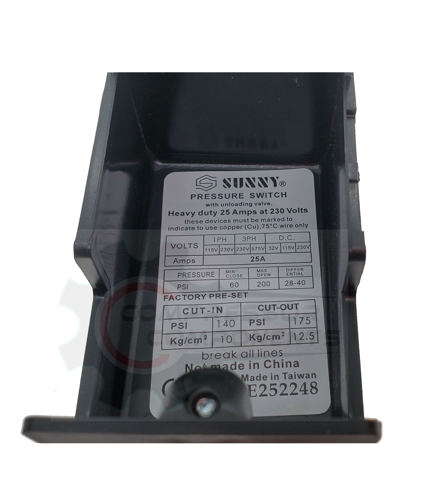 SUNNY SINGLE PORT PRESSURE SWITCH 140-175 PSI