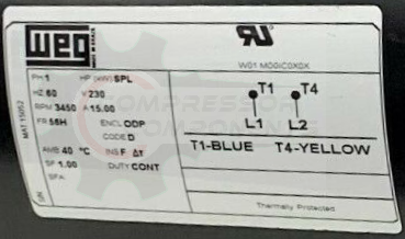 WEG 005SPL56H / SPL 56H FRAME 230 VOLT NON REVERSIBLE CCW