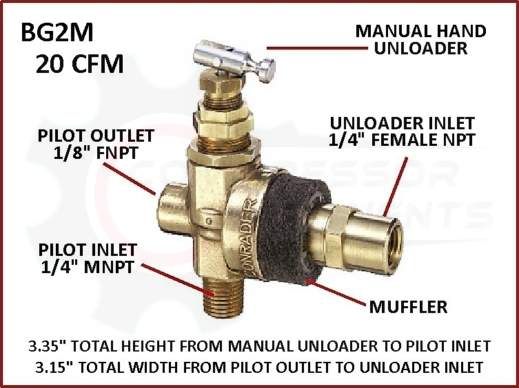 CONRADER VENTING PILOT VALVES 1/4" COMPRESSION INLET x 1/4" MNPT OUTLET / UNLOADER VALVES