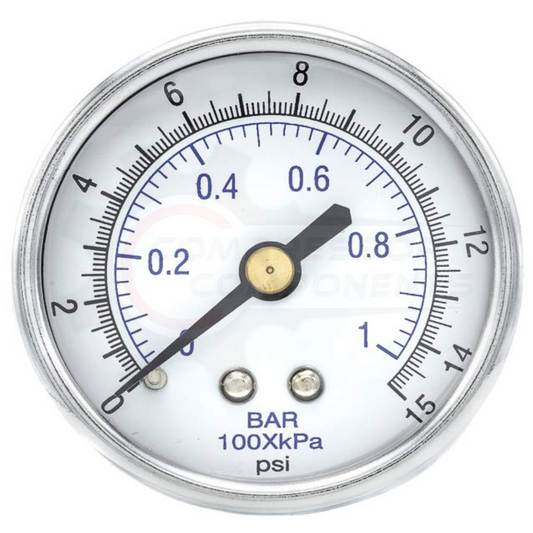 PIC 0-15 PSI CENTER BACK MOUNT DRY PRESSURE GAUGE 1.5" DIAL 1/8" MNPT