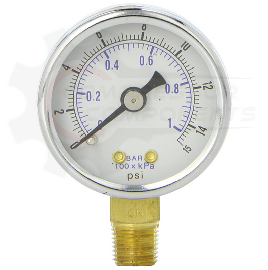 PIC 0-15 PSI BOTTOM MOUNT DRY PRESSURE GAUGE 2" DIAL 1/4" MNPT