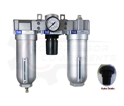 THB C908A - FILTER / REGULATOR / LUBRICATOR COMBO WITH AUTO DRAIN - 1" FNPT / 175 CFM