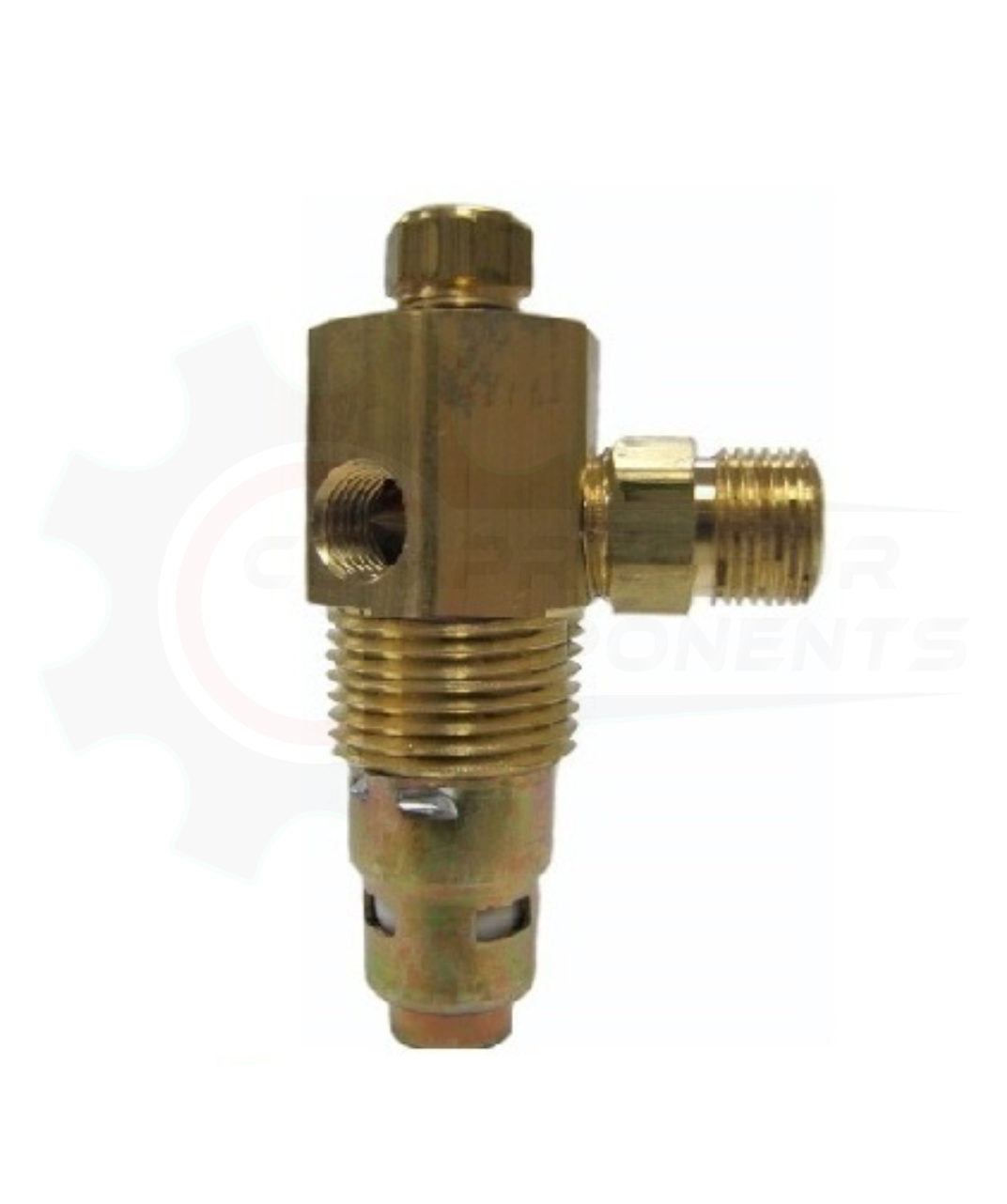 DISCHARGE IN TANK CHECK VALVE 3/8" COMPRESSION INLET x 1/2" MNPT OUTLET W\ 1/8" FNPT UNLOADER PORT & COLD START VALVE