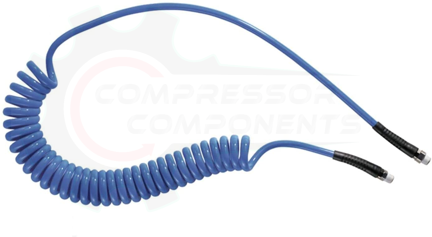 Prevost Polyurethane Recoil Hose 1/4" HOSE ID x 1/4" MNPT FIXED ENDS x 13 FOOT LONG