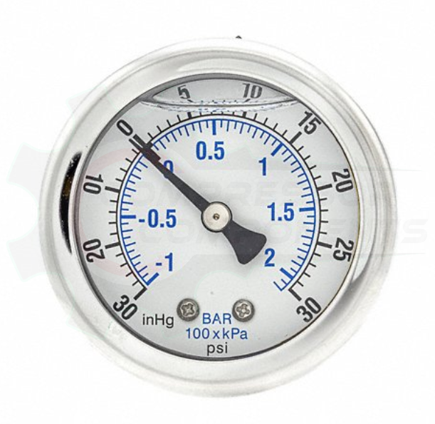 PIC -30/0/+30 BACK MOUNT LIQUID FILLED PRESSURE / VACUUM GAUGE COMBO 2.5" DIAL 1/4" MNPT