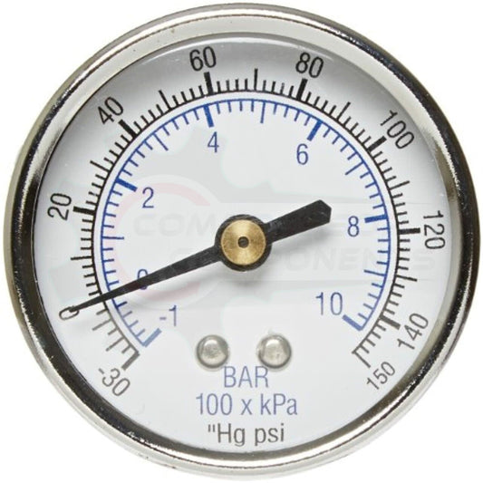 PIC -30/0/+150 CENTER BACK MOUNT DRY PRESSURE / VACUUM GAUGE COMBO 2" DIAL 1/4" MNPT