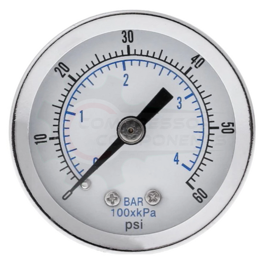 PIC 0-60 PSI CENTER BACK MOUNT DRY PRESSURE GAUGE 1.5" DIAL 1/8" MNPT