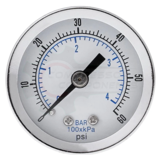 PIC 0-60 PSI CENTER BACK MOUNT DRY PRESSURE GAUGE 4.5" DIAL 1/4" MNPT