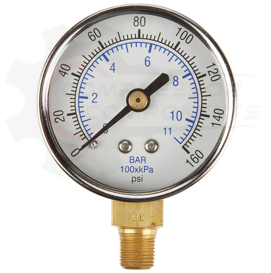 PIC 0-160 PSI BOTTOM MOUNT DRY PRESSURE GAUGE 1.5" DIAL 1/8" MNPT