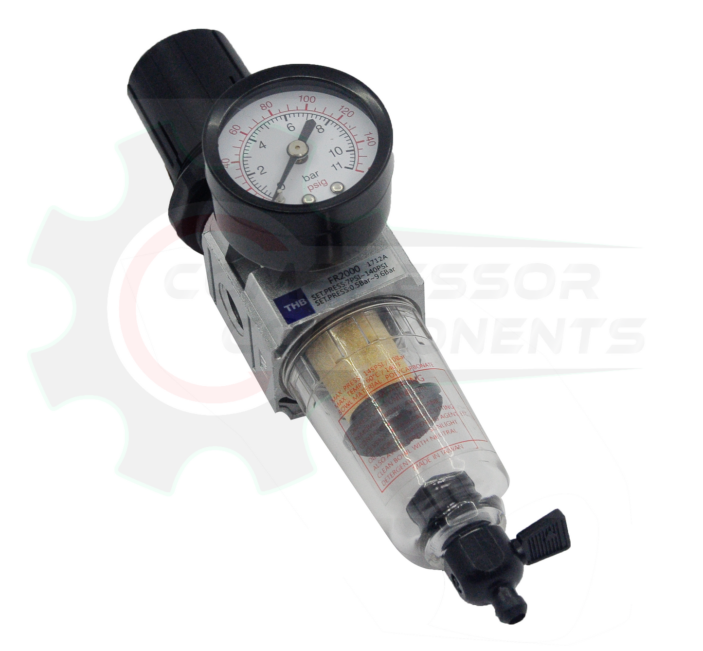 THB FR202 - MINI FILTER / REGULATOR COMBO - 1/4" FNPT / 38 CFM