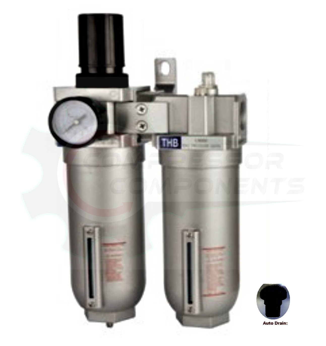 THB FRL928A - INDUSTRIAL GRADE, FILTER / REGULATOR / LUBRICATOR COMBO WITH AUTO DRAIN - 1" FNPT / 175 CFM