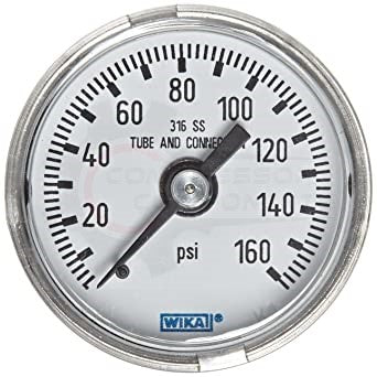 PIC 0-160 PSI CENTER BACK MOUNT DRY PRESSURE GAUGE 4.5" DIAL 1/4" MNPT