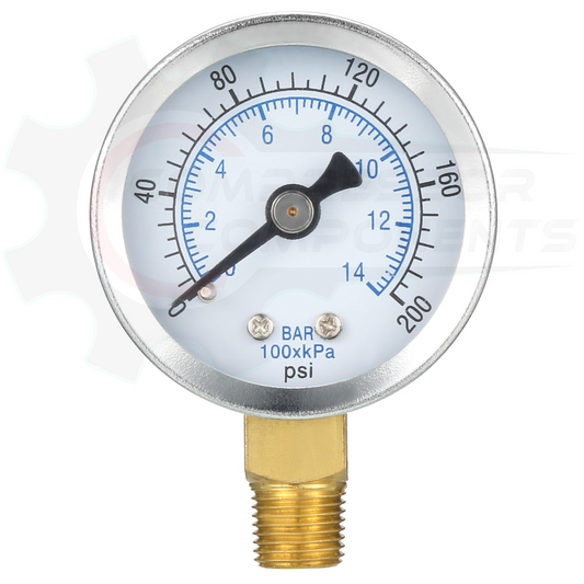 PIC 0-200 PSI BOTTOM MOUNT DRY PRESSURE GAUGE 3.5" DIAL 1/4" MNPT