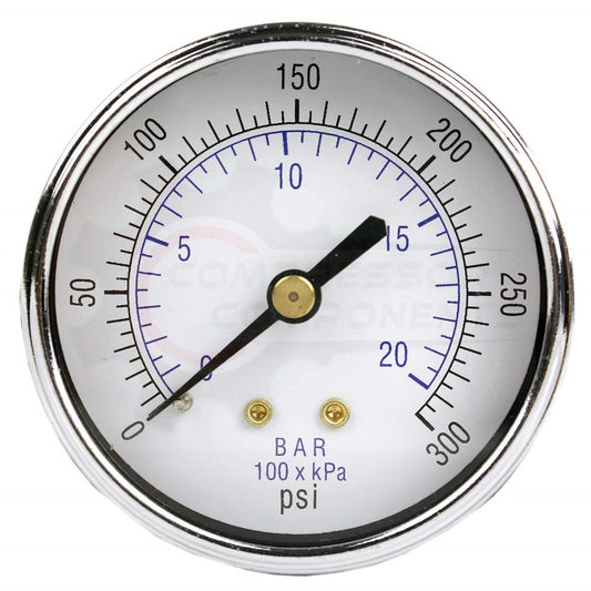 PIC 0-300 PSI CENTER BACK MOUNT DRY PRESSURE GAUGE 1.5" DIAL 1/8" MNPT