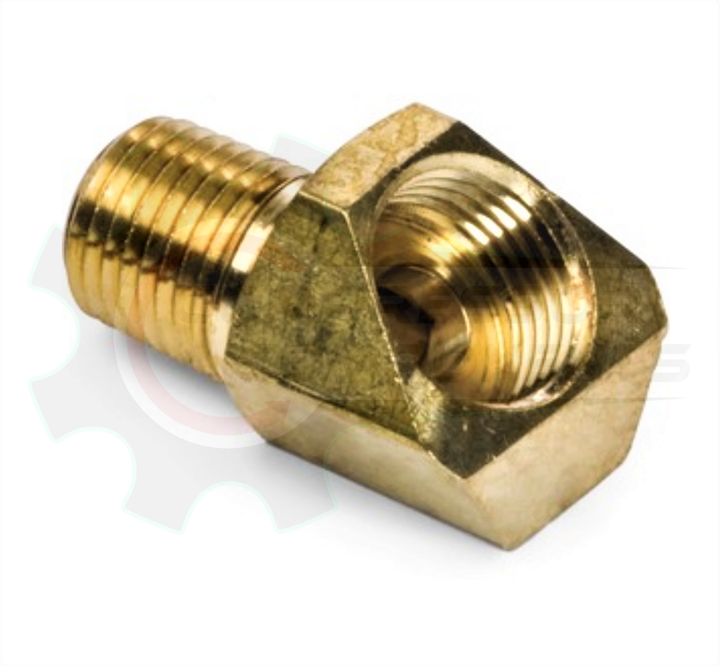 3/8" INVERTED FLARE x 1/4" MNPT ADAPTER 45 Degree ELBOW