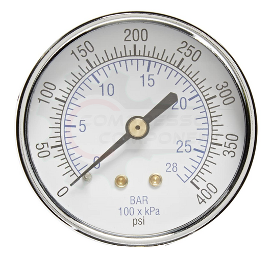 PIC 0-400 PSI CENTER BACK MOUNT DRY PRESSURE GAUGE 2.5" DIAL 1/4" MNPT