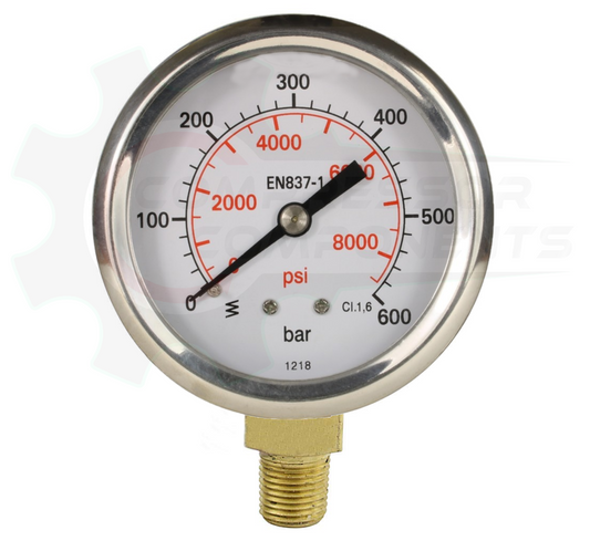 PIC 0-600 PSI BOTTOM MOUNT DRY PRESSURE GAUGE 4.5" DIAL 1/4" MNPT