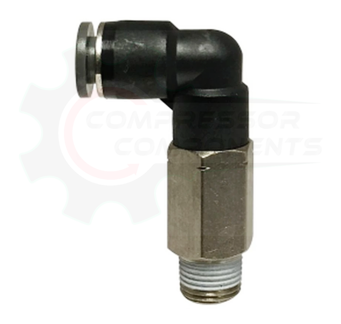 3/8" Composite Body Push Lock X 1/4" MNPT - Long Pattern 90 Degree Elbow