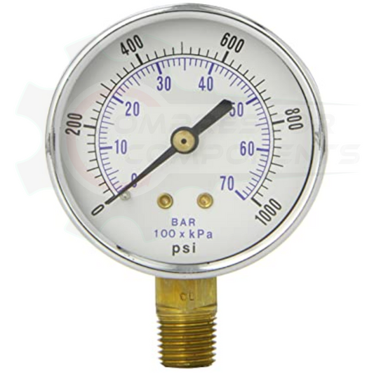 PIC 0-1000 PSI BOTTOM MOUNT DRY PRESSURE GAUGE 3.5" DIAL 1/4" MNPT
