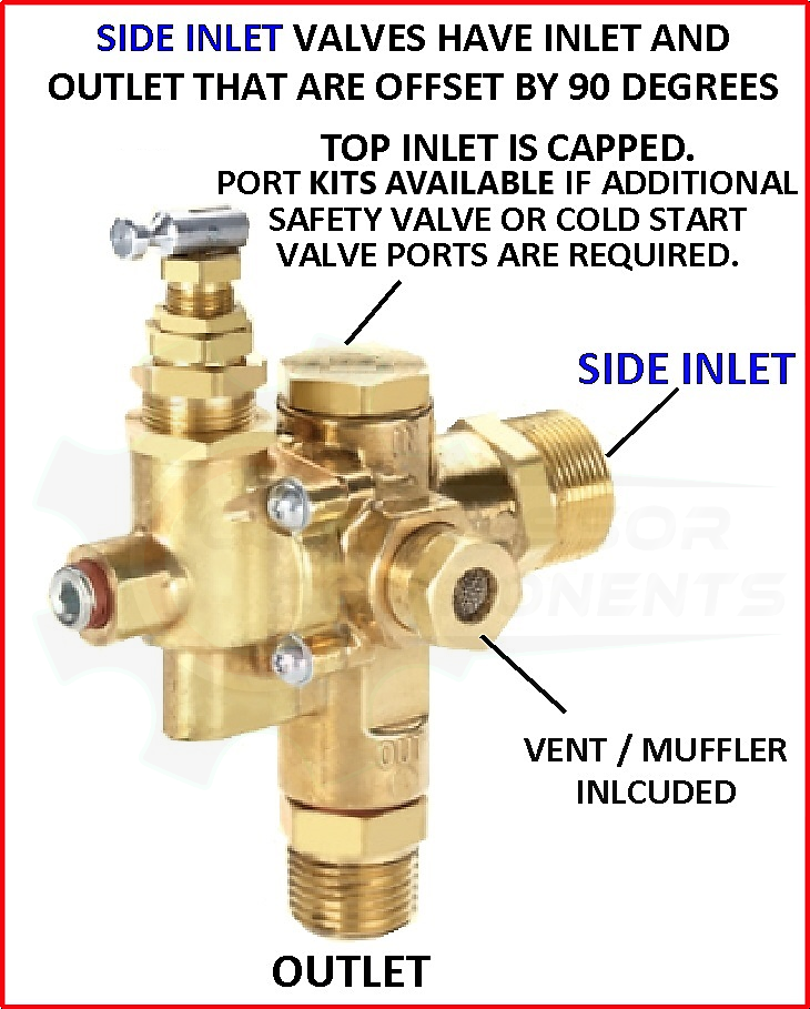 CONRADER PILOTED UNLOADER CHECK VALVES NG Series - 1/2" FNPT SIDE INLET x 3/4" FNPT OUTLET