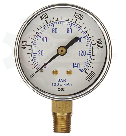 PIC 0-2000 PSI BOTTOM MOUNT DRY PRESSURE GAUGE 3.5" DIAL 1/4" MNPT