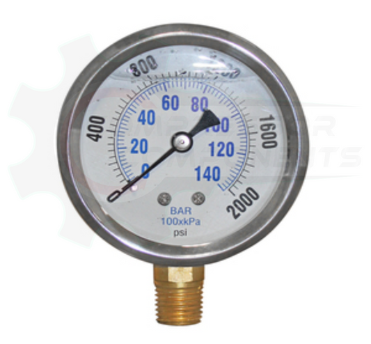 PIC 0-2000 PSI BOTTOM MOUNT LIQUID FILLED PRESSURE 4" DIAL 1/4" MNPT