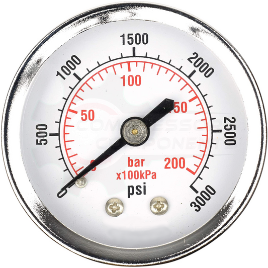 PIC 0-3000 PSI CENTER BACK MOUNT DRY PRESSURE GAUGE 2.5" DIAL 1/4" MNPT