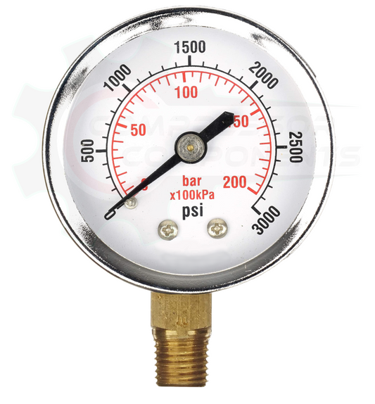 PIC 0-3000 PSI BOTTOM MOUNT DRY PRESSURE GAUGE 3.5" DIAL 1/4" MNPT