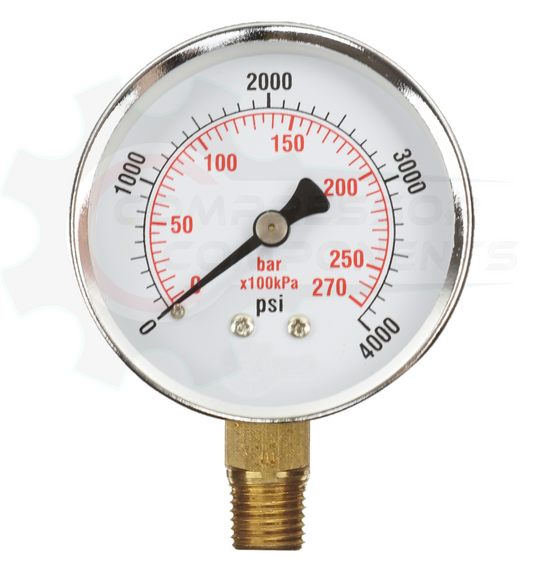 PIC 0-4000 PSI BOTTOM MOUNT DRY PRESSURE GAUGE 2.5" DIAL 1/4" MNPT
