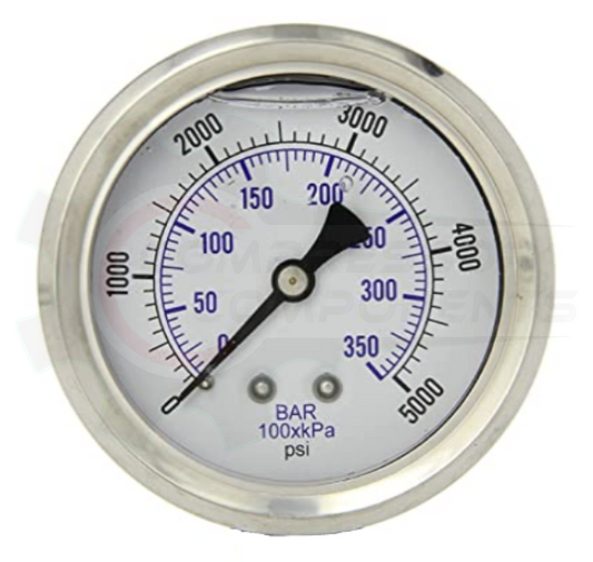 PIC 0-5000 PSI BACK MOUNT LIQUID FILLED PRESSURE GAUGE 2" DIAL 1/4" MNPT