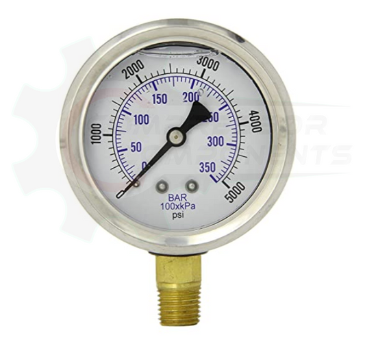 PIC 0-5000 PSI BOTTOM MOUNT LIQUID FILLED PRESSURE 4" DIAL 1/4" MNPT