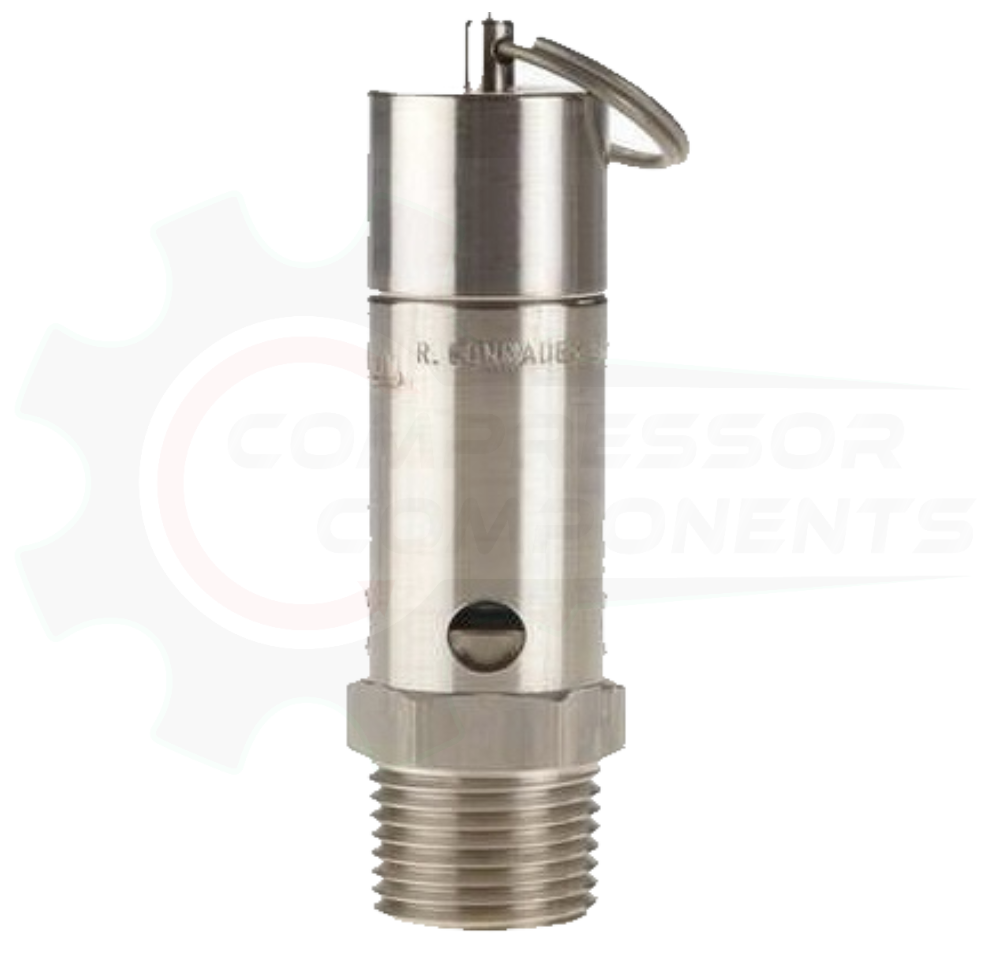 CONRADER 1/2" MNPT STAINLESS STEEL HARD SEAT SAFETY RELIEF VALVES / POP OFF VALVES