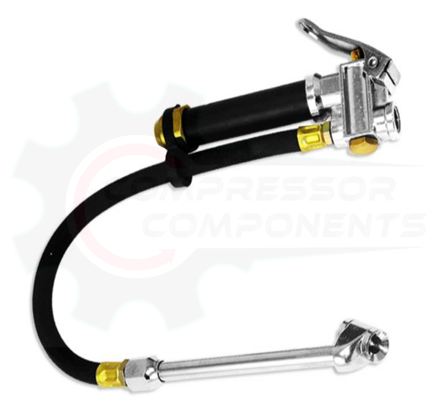 TIRE INFLATOR WITH BUILT IN GUAGE & SAFTY VALVE & 6 INCH DUAL FOOT CHUCK - 1/4" FNPT INLET