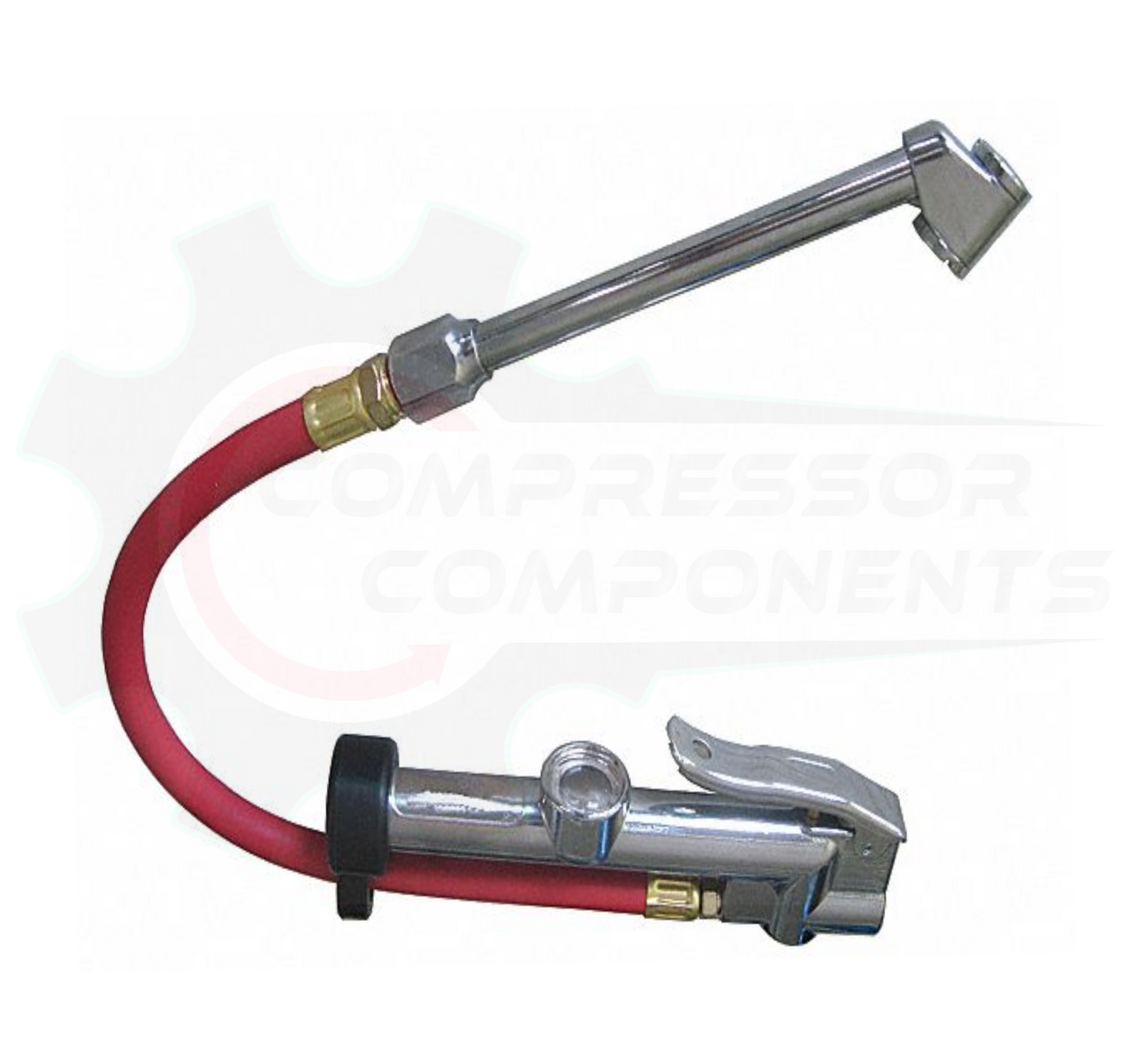 TIRE INFLATOR WITH BUILT IN GUAGE & SAFTY VALVE & 6 INCH FOOT CHUCK - 1/4" FNPT INLET