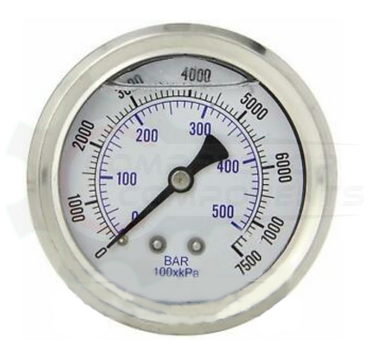 PIC 0-7500 PSI BACK MOUNT LIQUID FILLED PRESSURE GAUGE 2.5" DIAL 1/4" MNPT