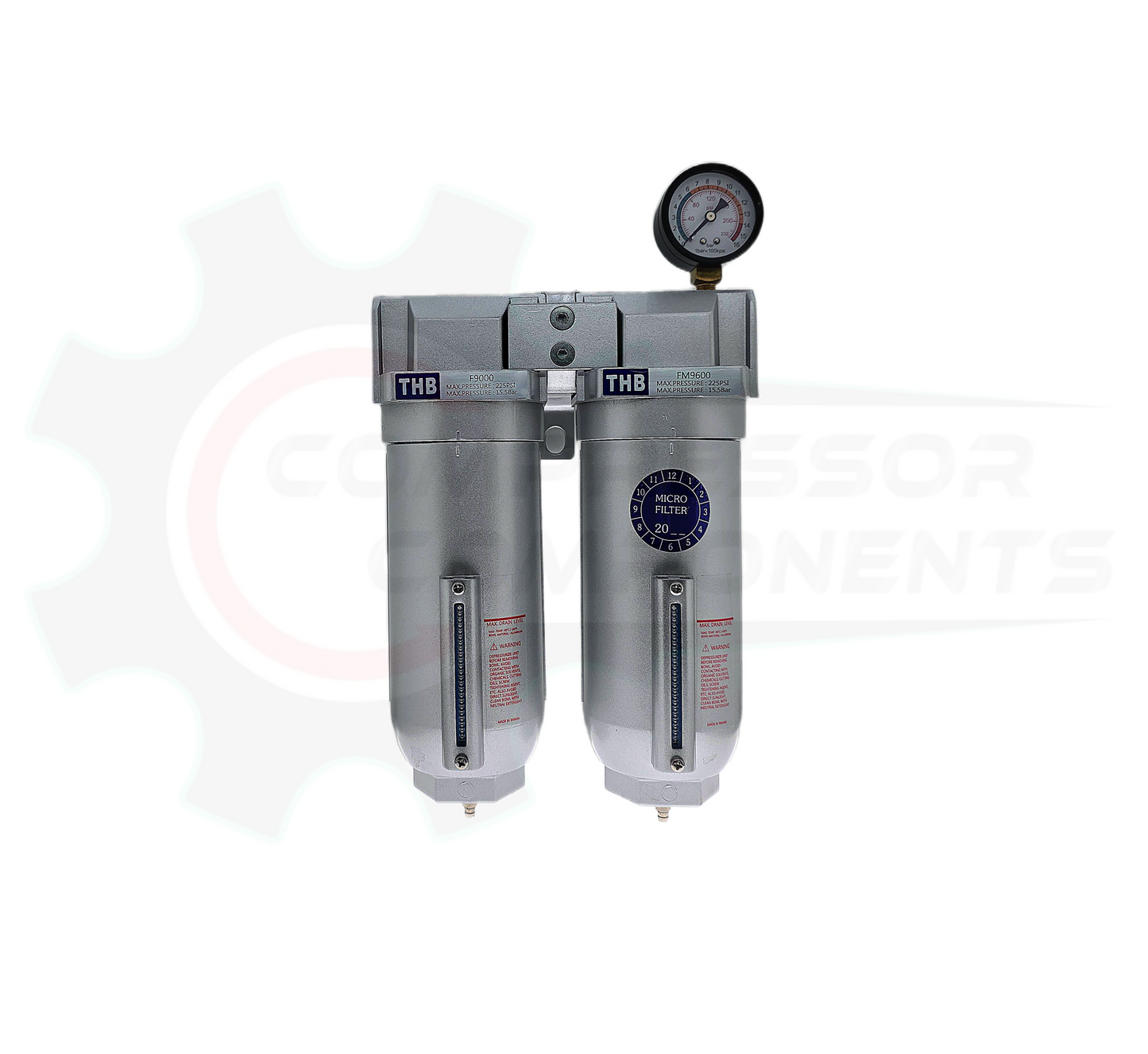 THB F90-FM966 - 2 STAGE PARTICULATE & COALESCING FILTER COMBO - 3/4" FNPT / 155 CFM