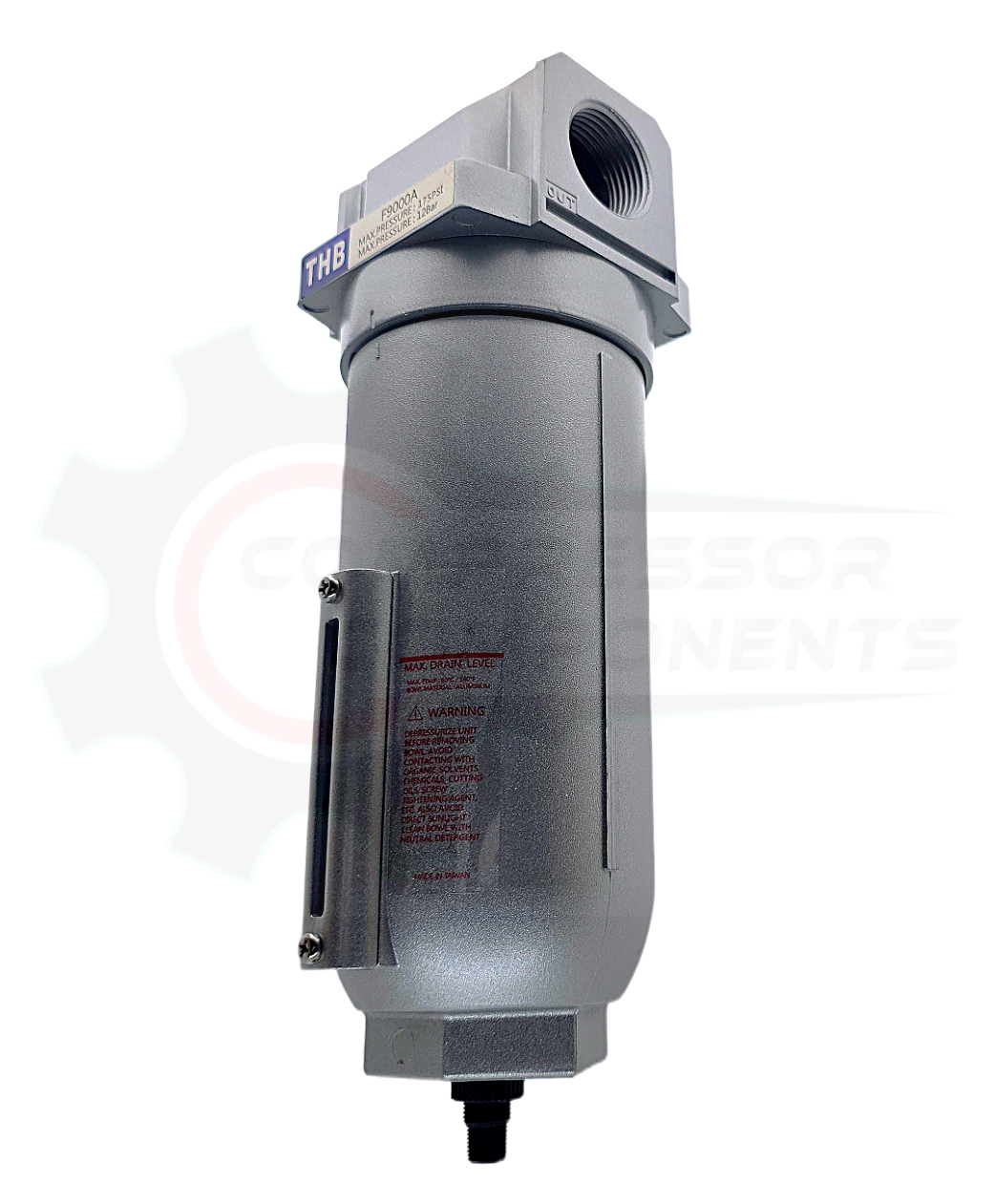 THB F908A INDUSTRIAL PARTICULATE FILTER -  1" FNPT HIGH FLOW INDUSTRIAL GRADE WITH 5 MICRON 160 CFM FILTER & AUTO DRAIN