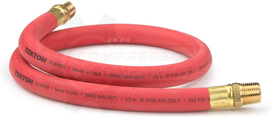 RUBBER 3/8" HOSE ID x 1/4" MNPT FIXED ENDS x 3 FOOT LONG