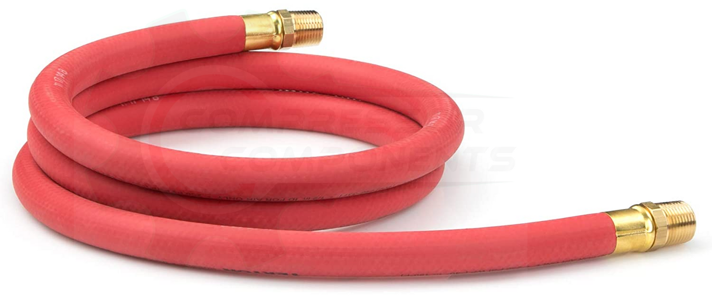RUBBER 3/8" HOSE ID x 1/4" MNPT FIXED ENDS x 6 FOOT LONG