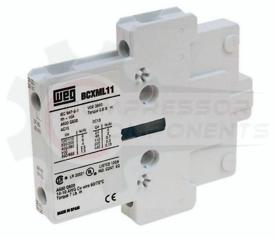 WEG BCXML11 / 1 NORMALLY OPEN 1 NORMALLY CLOSED SIDE MOUNT AUXILIARY CONTACT FOR CWM SERIES CONTACTORS