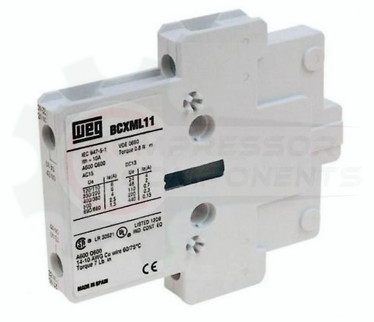 WEG  BLB-11 / 1 NORMALLY OPEN 1 NORMALLY CLOSED SIDE MOUNT AUXILIARY CONTACT FOR CWB SERIES CONTACTORS