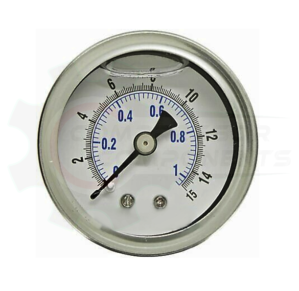 PIC 0-15 PSI BACK MOUNT LIQUID FILLED PRESSURE GAUGE 1.5" DIAL 1/8" MNPT